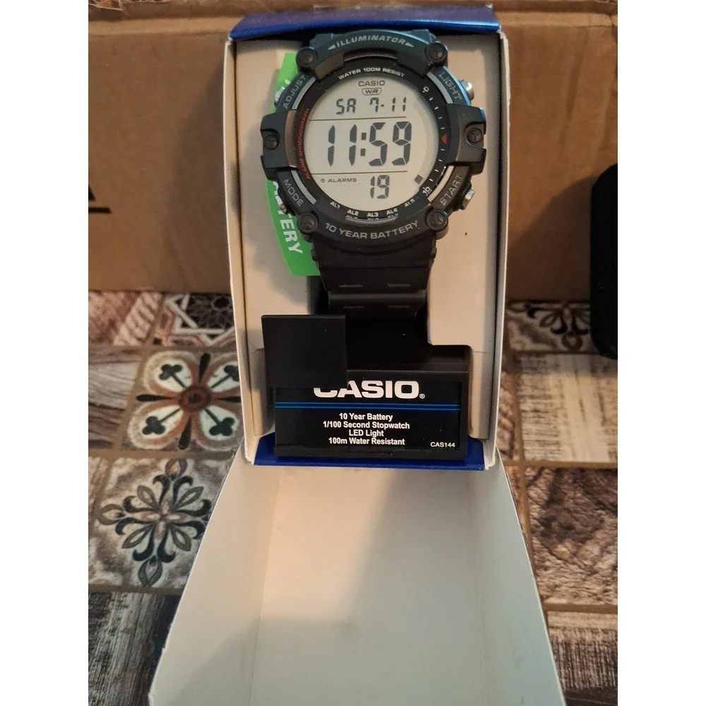NIB Casio AE1500WH Illuminator Digital Mens Watch. LED Backlight,Stopwatch,Alarm